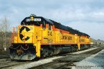 Chessie, C&O SD50 8626 - 8633, at the ex-B&O yard at Connellsville, Pennsylvania. December 12, 1985. 